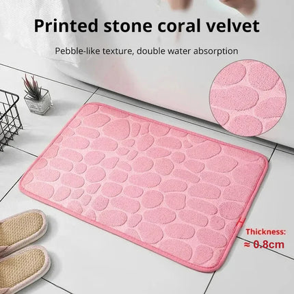 StoneWeave Embossed Fiber Anti Slip Mat Pebble Style Carpet Bathroom Living Room Floor Rug