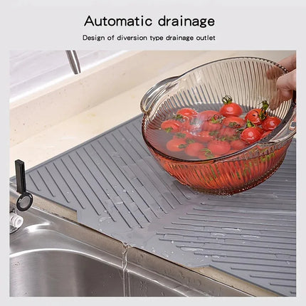 Silicone Dish Drying Mat for Kitchen Sink & Tableware Drain Pad