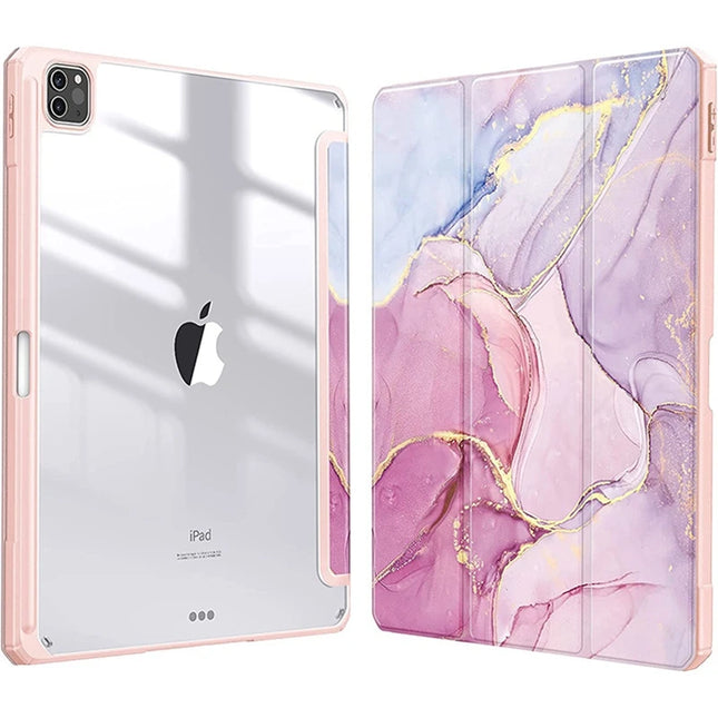 Smart PU iPad Case for Air 4/5/10th Gen/Pro 11/12.9/10.2/10.5 Transparent Cover