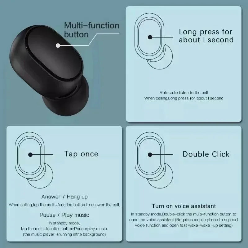 Original Xiaomi Mijia Redmi Airdots 2 Bluetooth 5.0 Earphones Wireless Headphones Earbuds in Ear Sport Music Telephone Headset