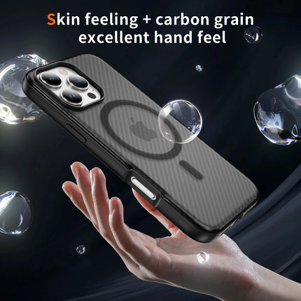 Carbon Fiber Frosted MagSafe Case for iPhone 17/16/15/14/13/12 Pro Max Clear Shockproof Cover