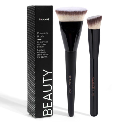 Velora Beauty 2pcs Flawless Makeup Brush Flat Angled Foundation Contour Concealer Tool