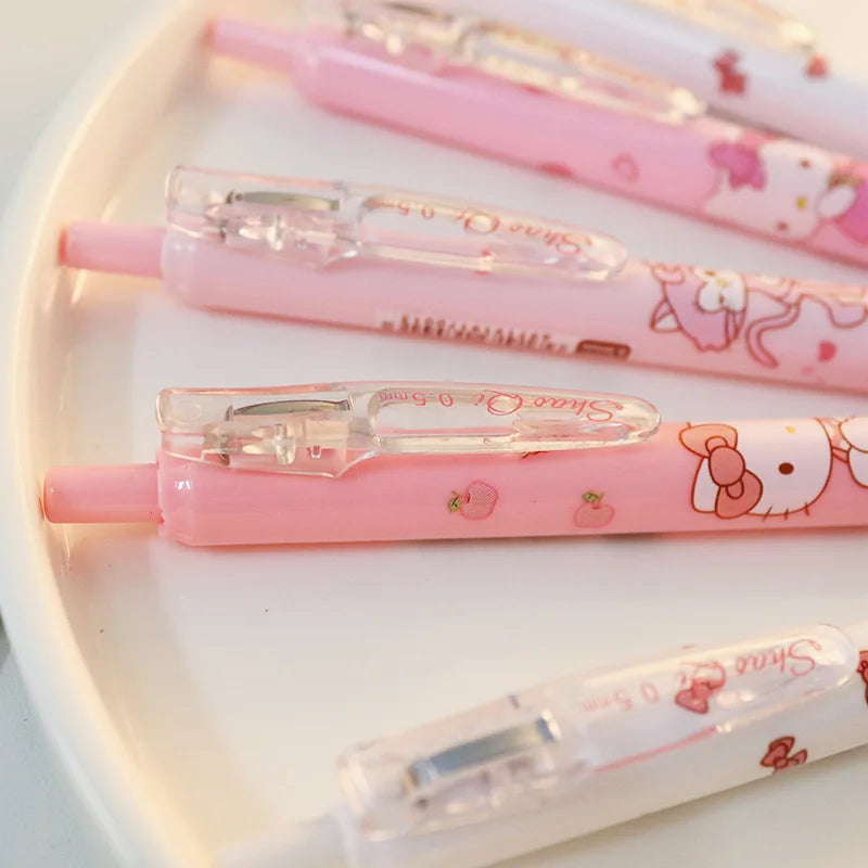 4Pcs Sanrio Hello Kitty 0.5mm Gel Pens: Girls' Stationery Bulk Press Pen Set, Kawaii Pink Student Supplies - Kids Toy Gift