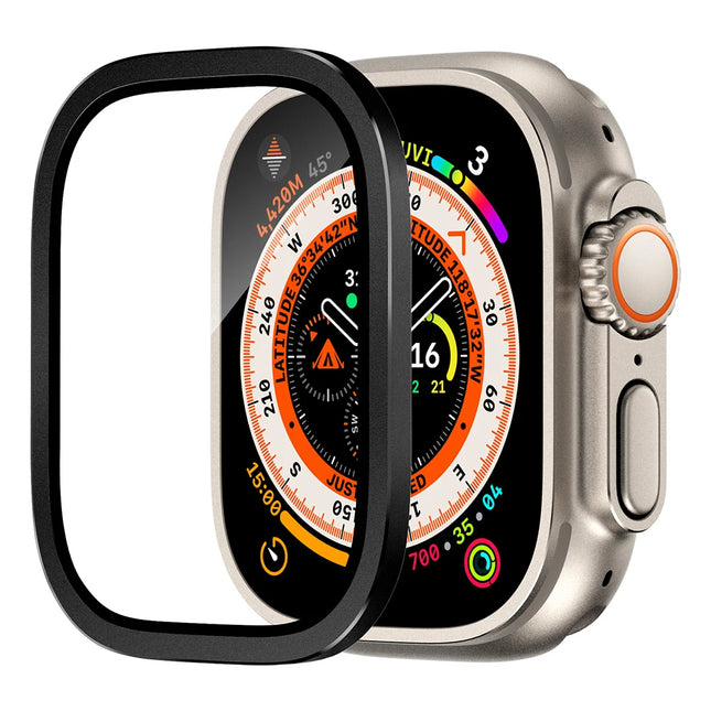 Apple Watch Ultra 3/2 tempered glass metal bumper case with shockproof cover for 49mm HD screen protection by OKEYWOW