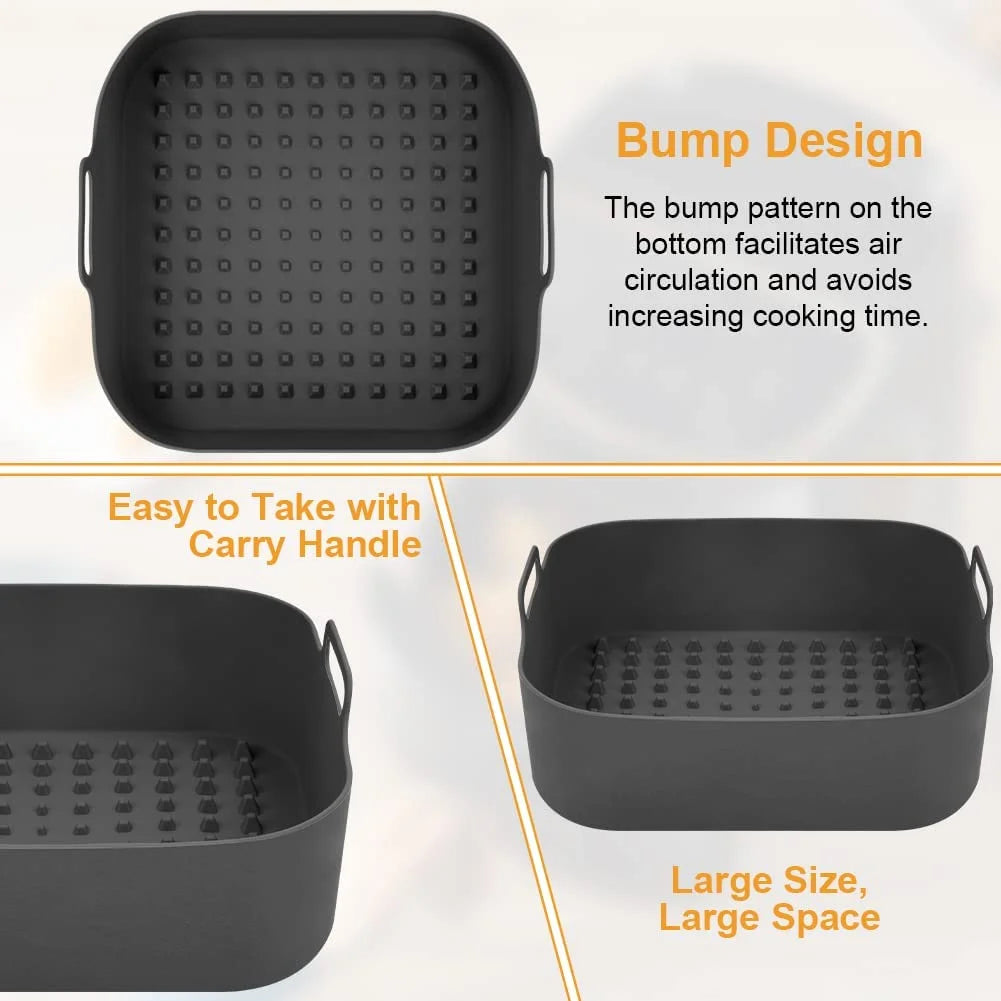 Thick Reusable Silicone Pot for Air Fryers: Square Liners as Parchment Paper Replacement