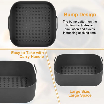 OkeyWOW square silicone air fryer liner with non-stick surface, reusable parchment paper replacement for kitchen cooking accessories