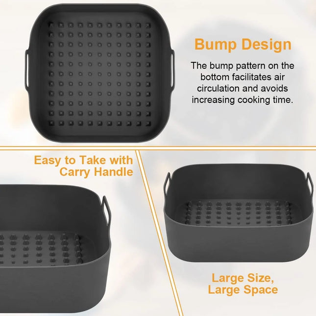 OkeyWOW square silicone air fryer liner with non-stick surface, reusable parchment paper replacement for kitchen cooking accessories