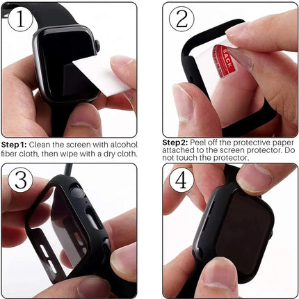 Apple Watch Tempered Glass Case for Series 3–10 & SE (38–46mm) Protective Cover