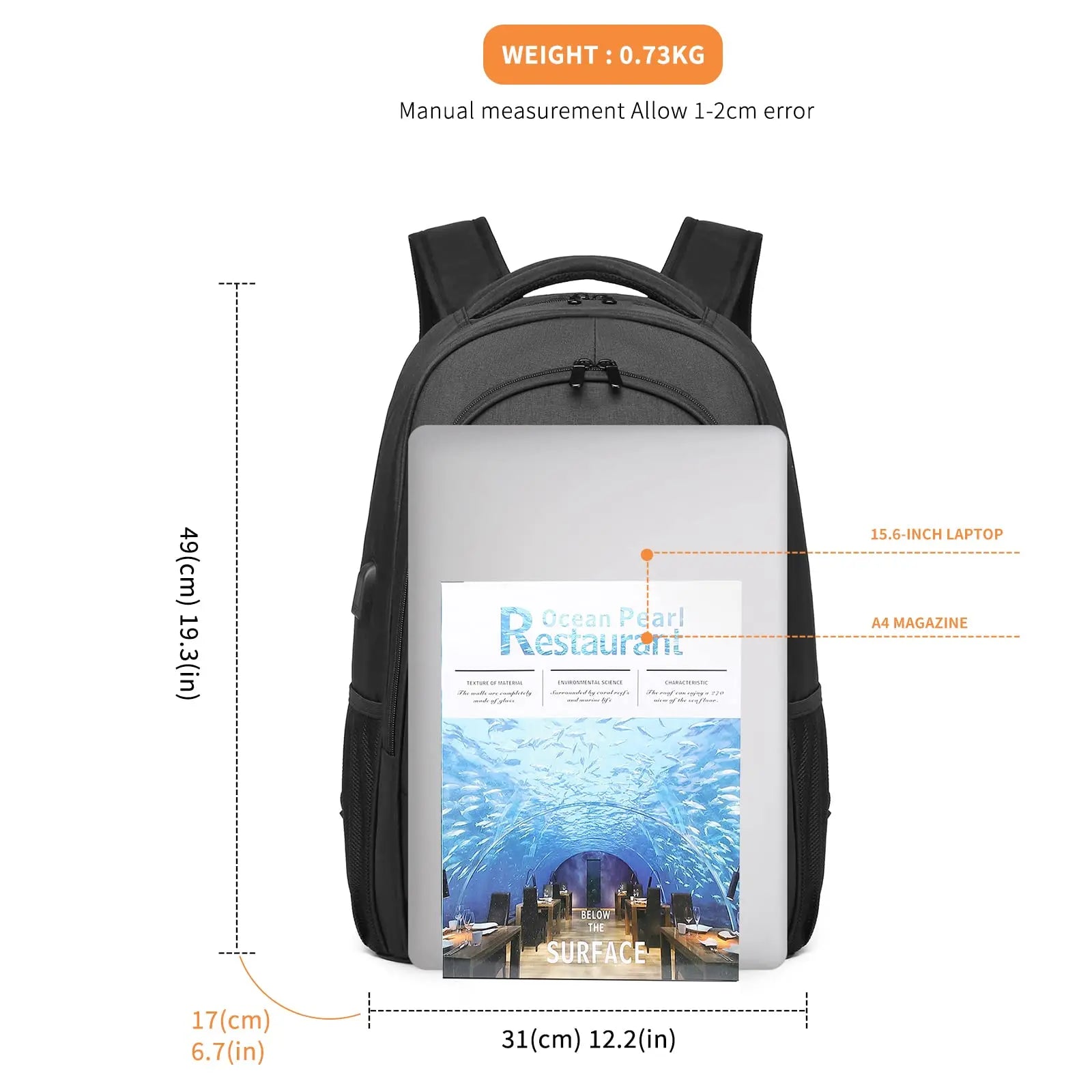 Laptop Backpack for Men & Women - USB Charging Port, Lightweight Business Travel Rucksack Fits 15.6" Notebook, College/Daypack