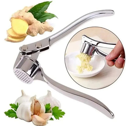 SteelGrip Garlic Press Zinc Alloy Stainless Steel Manual Anti Skid Multifunction Kitchen Crusher Tool