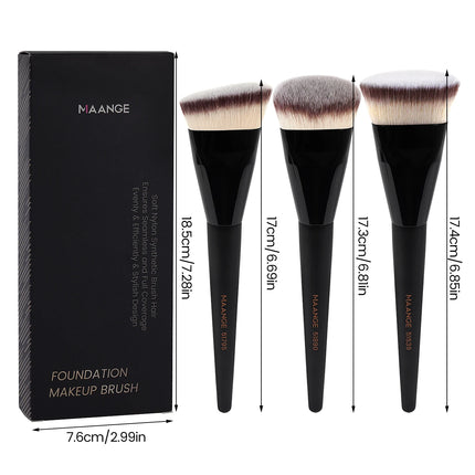 Velora Beauty 3pcs Makeup Brush Set Angled Flat Head Foundation Brush Soft Bristles with Box