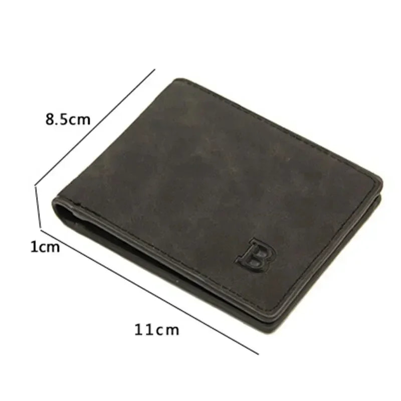 Men Short Wallet with Zipper Coin Pocket Fashion Soft Leather Men Horizontal Slim Money Purses Multifunctional Small Wallets