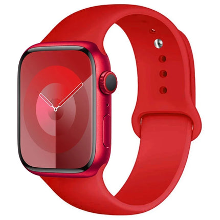 Apple Watch silicone sport band by OKEYWOW for Series 9, Ultra, SE, and 3, featuring a black adjustable strap for 40mm to 49mm models.