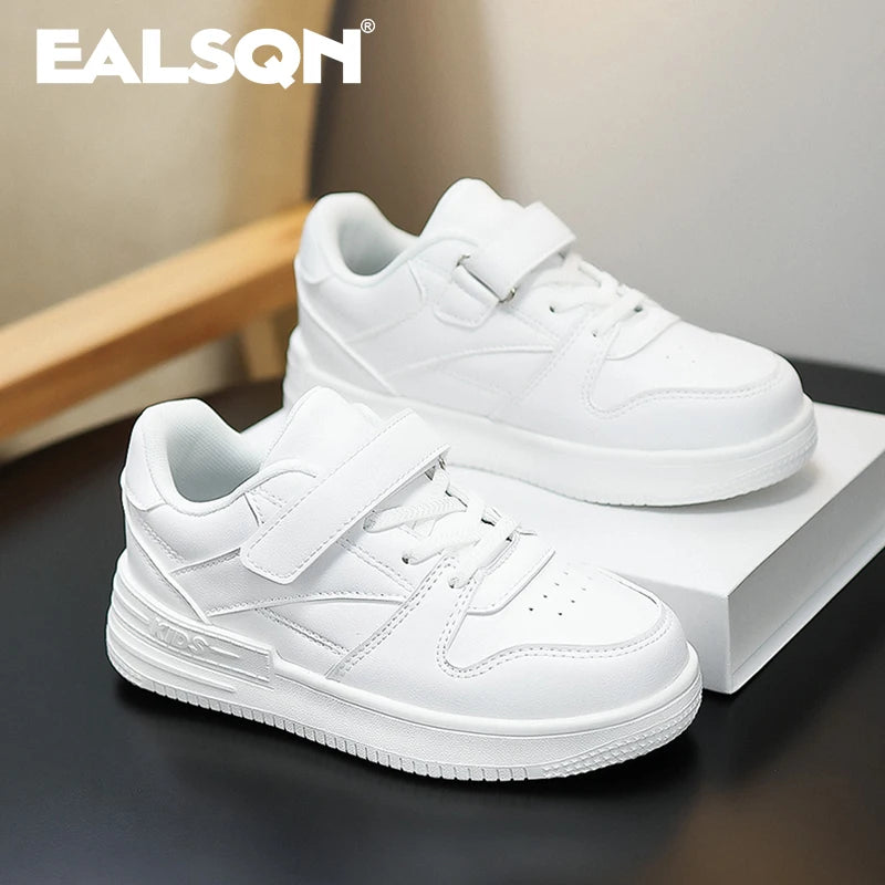 White Kids' Fashion Sneakers: Non-Slip Casual Shoes for Boys and Girls