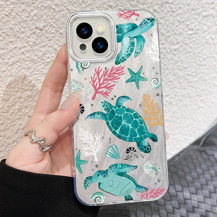 Okeywow iPhone sea turtle shockproof case for iPhone 12 Pro Max and earlier models, featuring durable PC and TPU materials with sea turtle design.