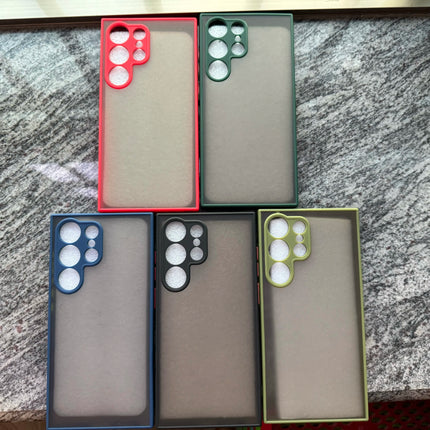 Samsung shockproof transparent matte case for Galaxy S21, S20 Ultra, Note 20, A52, A34 by OKEYWOW, showing the protective cover.