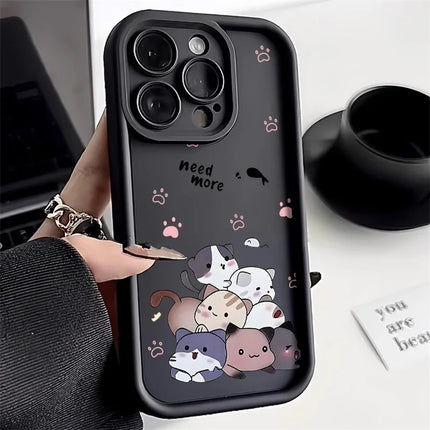 OKEYWOW iPhone cartoon cat silicone case fitting iPhone 15, 14, 13, 12, 11 Pro Max, XR, XS, SE with shockproof soft cover