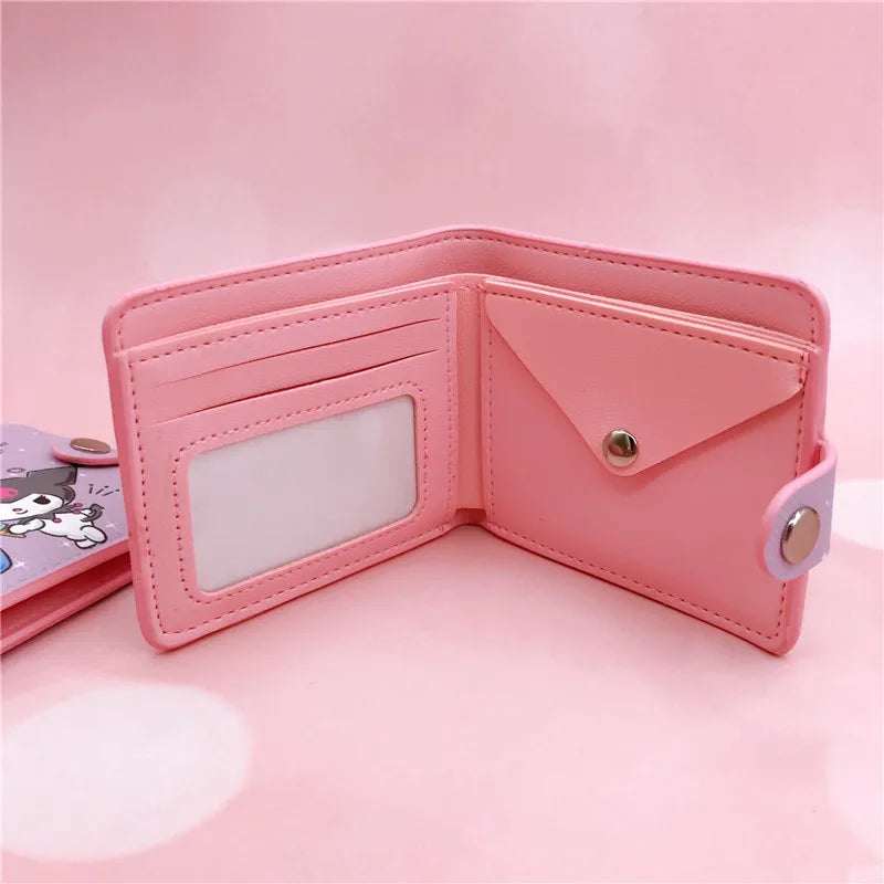 Kawaii Sanrio Hello Kitty, Cinnamoroll, My Melody, Kuromi PU Casual Money Bag: Coin Purse, Card Holder Wallet with Buttons