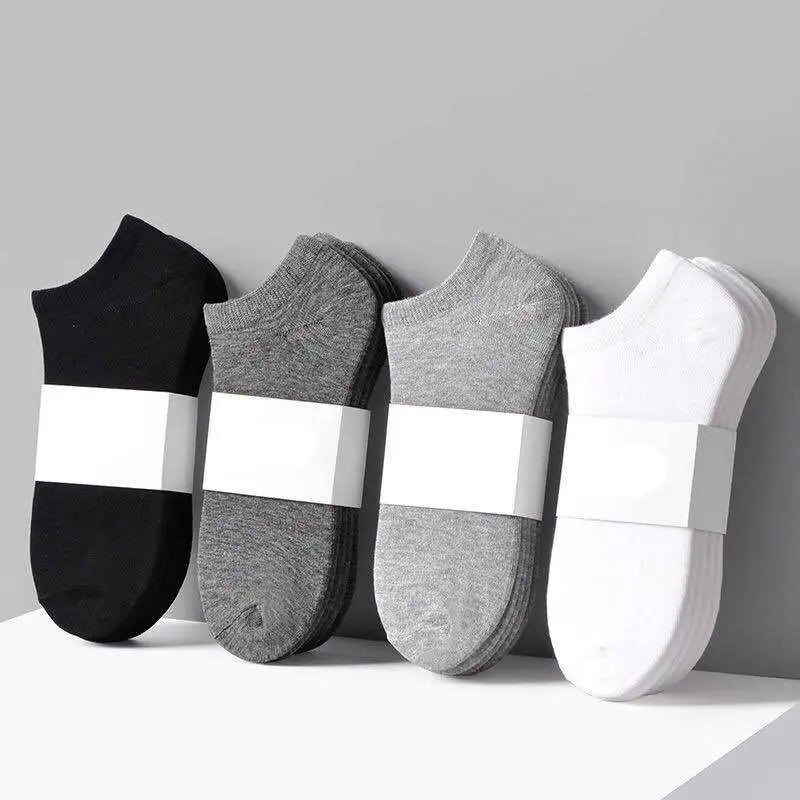 10 Pairs and 5 Pairs of Solid Color Ankle Socks: White and Black Breathable, Comfortable Cotton Sports Socks