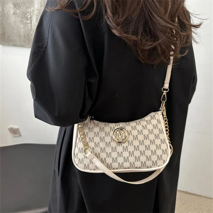 Vintage M Letter Crossbody Bag PU Leather Shoulder Messenger Tote Handbag Purse