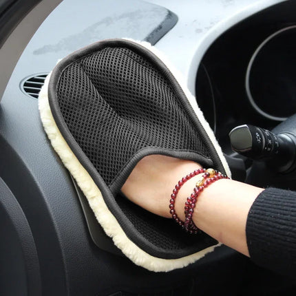 VelvetDrive Plush Car Wash Glove Thick Microfiber Wax Polishing Mitt Auto Care