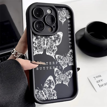 OKEYWOW iPhone butterfly painting silicone shockproof soft cover for iPhone 11 Pro Max, XR, XS, SE, 12, 13, 14, 15, 16, 17 models