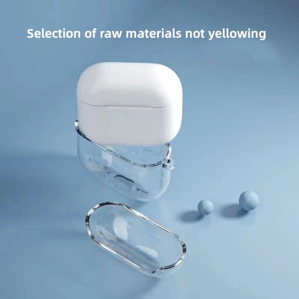 OKEYWOW AirPods 4 transparent TPU case covering the 4th generation earphones, showcasing a clear protective cover with precise cutouts.