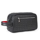Men's PU leather rivet clutch bag by OKEYWOW featuring cyberpunk style, waist strap, wallet, and money bag design.