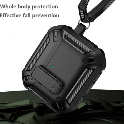 OKEYWOW AirPods 4 security lock case with TPU and PC material, protective cover with hook for 4th generation wireless earbuds