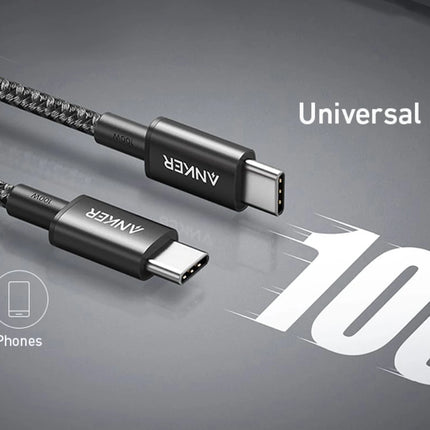 Anker 100W USB-C to USB-C Cable 6ft Nylon Fast Charging MacBook iPhone 17–15