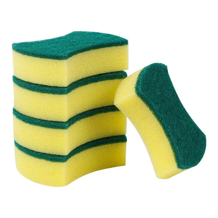 Okeywow Kitchen Nano Emery Dish Sponge for rust stain removal, shown in a set of multiple cleaning sponges on a countertop.