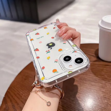 Clear OKEYWOW Fruit iPhone case made of soft TPU, shockproof cover for iPhone 11 Pro Max, XR, XS, SE models.