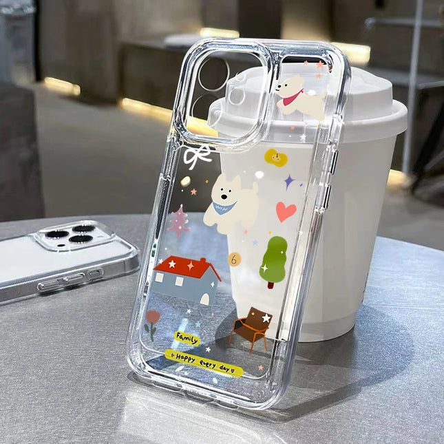 Transparent silicone iPhone case with cat ears from OKEYWOW, shockproof design fitting iPhone 11 to 17 Pro Max models.