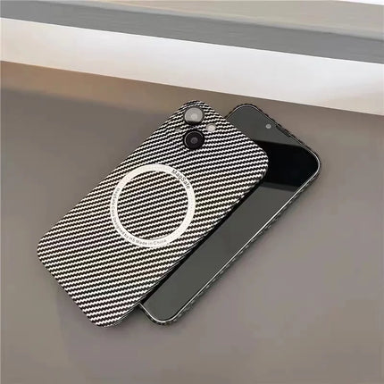 OKEYWOW iPhone carbon fiber case with ultra-thin design and camera protection for models 11 to 17, hard back cover, sleek and durable.