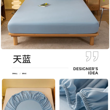 OKEYWOW solid color fitted sheet elastic mattress cover for single, double, queen beds, 140x190 or 200x220 bedding, stylish and snug fit