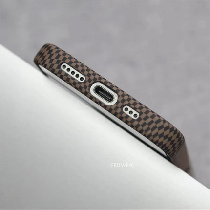 OKEYWOW MagSafe iPhone 14/15/16 Pro Max case with carbon relief matte finish and hard PC camera lens protection.
