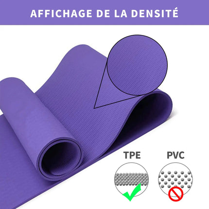 GoodNite Non Slip TPE Yoga Mat 183x61cm for Yoga Pilates Fitness with Strap