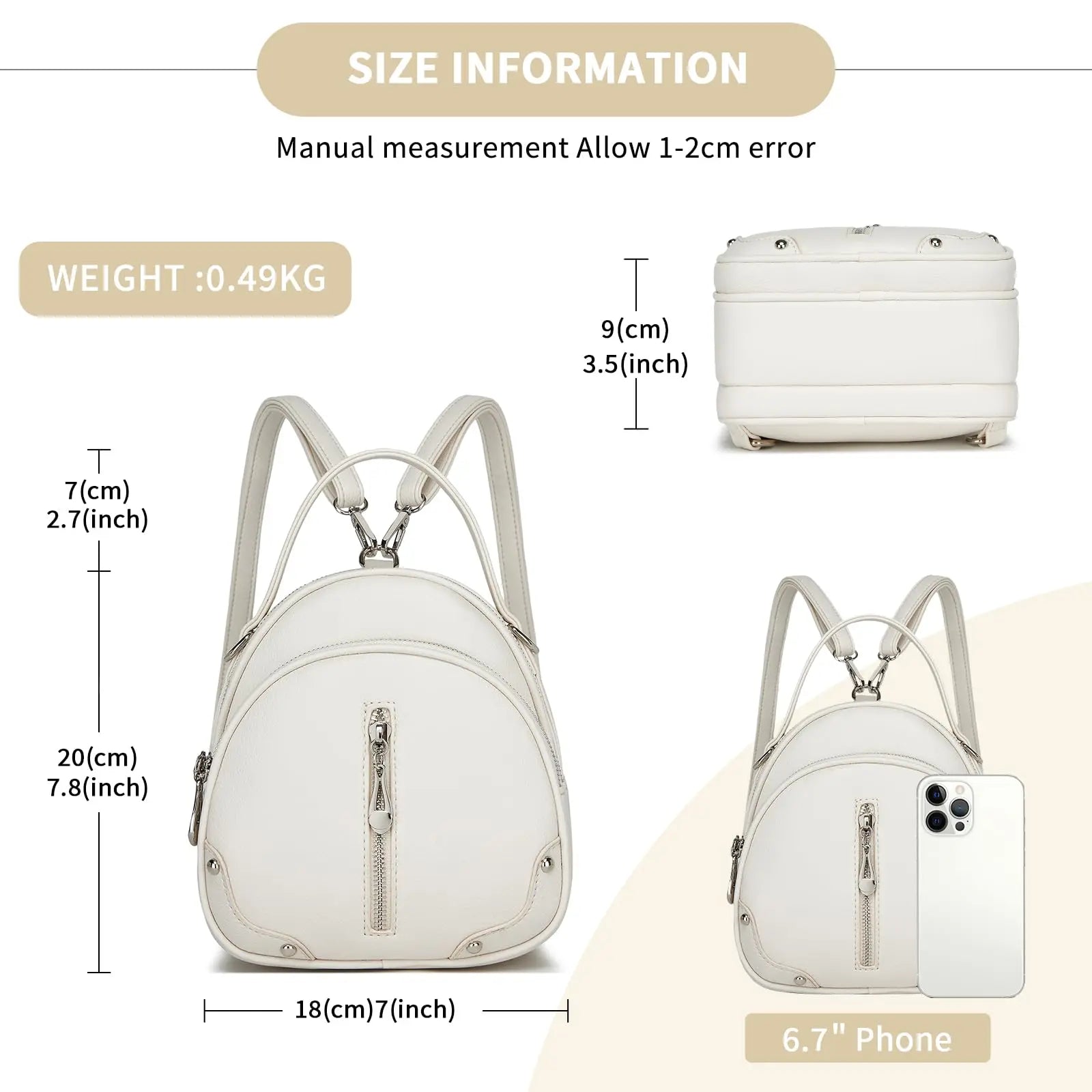 Miss Lulu Women's Waterproof Backpack - Lightweight PU Leather with 4 Zipper Pockets & Detachable Strap