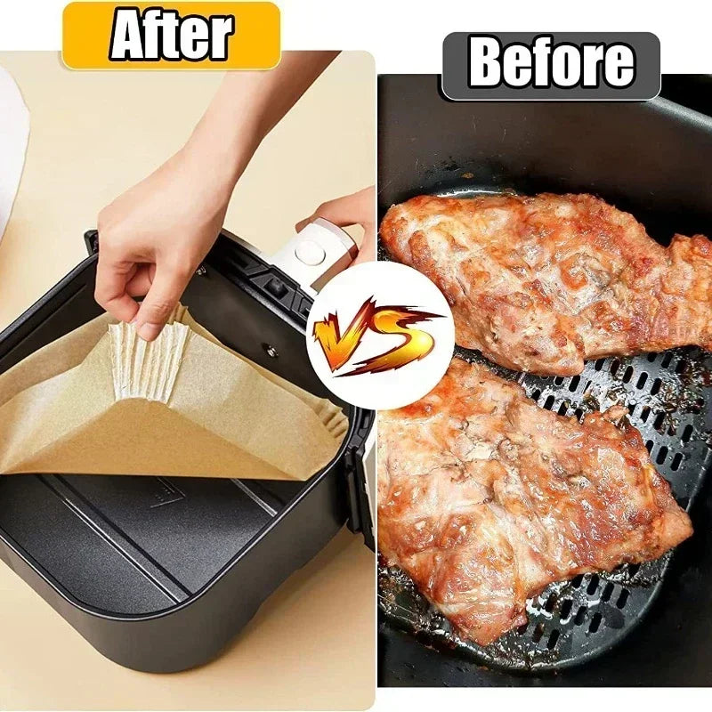 Air Fryer Disposable Paper Tray: Non-Stick Bakeware Mat Set - Square & Round (50/100PCS)