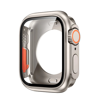 OKEYWOW Apple Watch screen protector case for Series 9 to 4, 40mm to 45mm, with PC bumper for ultra look and protection.