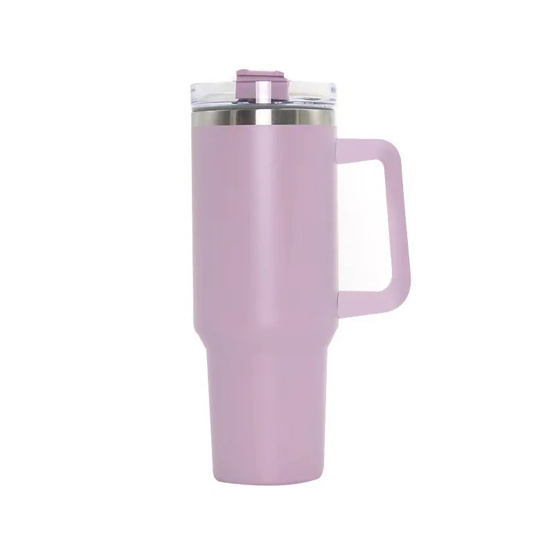 1200ML 304 Stainless Steel Insulated Water Bottle,Thermal Coffee Car Cup, Cold Hot Mugs Vacuum Flask With Handle Straw,For Sport