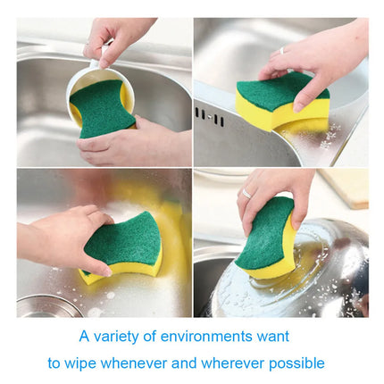 OKEYWOW nano emery kitchen dish sponge for rust stain removal, shown in a stack of cleaning sponges with textured surface.