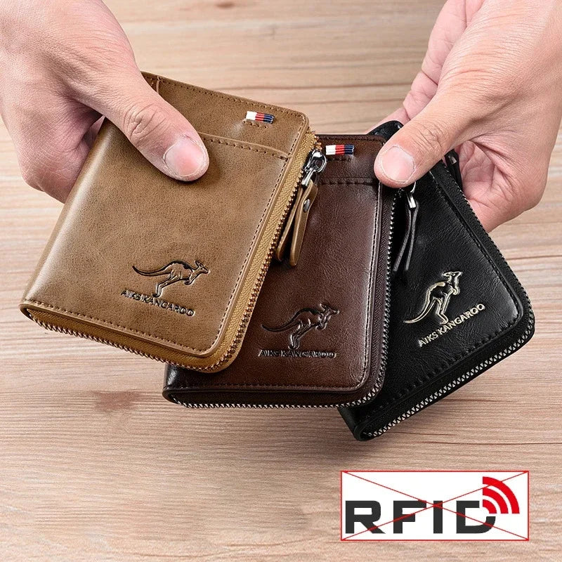 ANTI RFID Blocking Protection for Men High Quality Wallet Zipper Business Card Holder Purse Luxury Wallets Carteira Masculina
