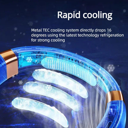 Portable Bladeless Neck Fan USB Rechargeable 4000mAh with LED Display