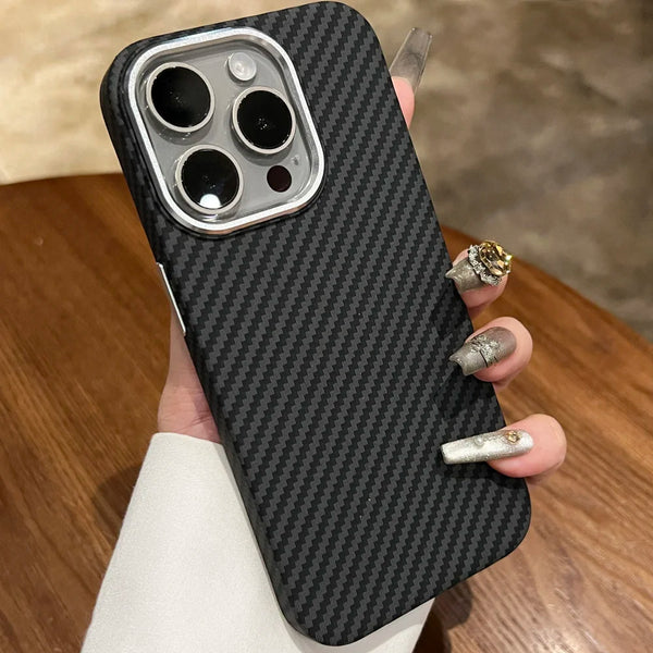 Luxury Carbon Fiber Pattern for Magsafe Magnetic Case for iPhone 15 14 Plus 13 12 11 Pro Max Wireless Charge Hard PC Matte Cover