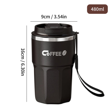 ThermoSip Stainless Steel Insulated Coffee Mug with Lid & Handle