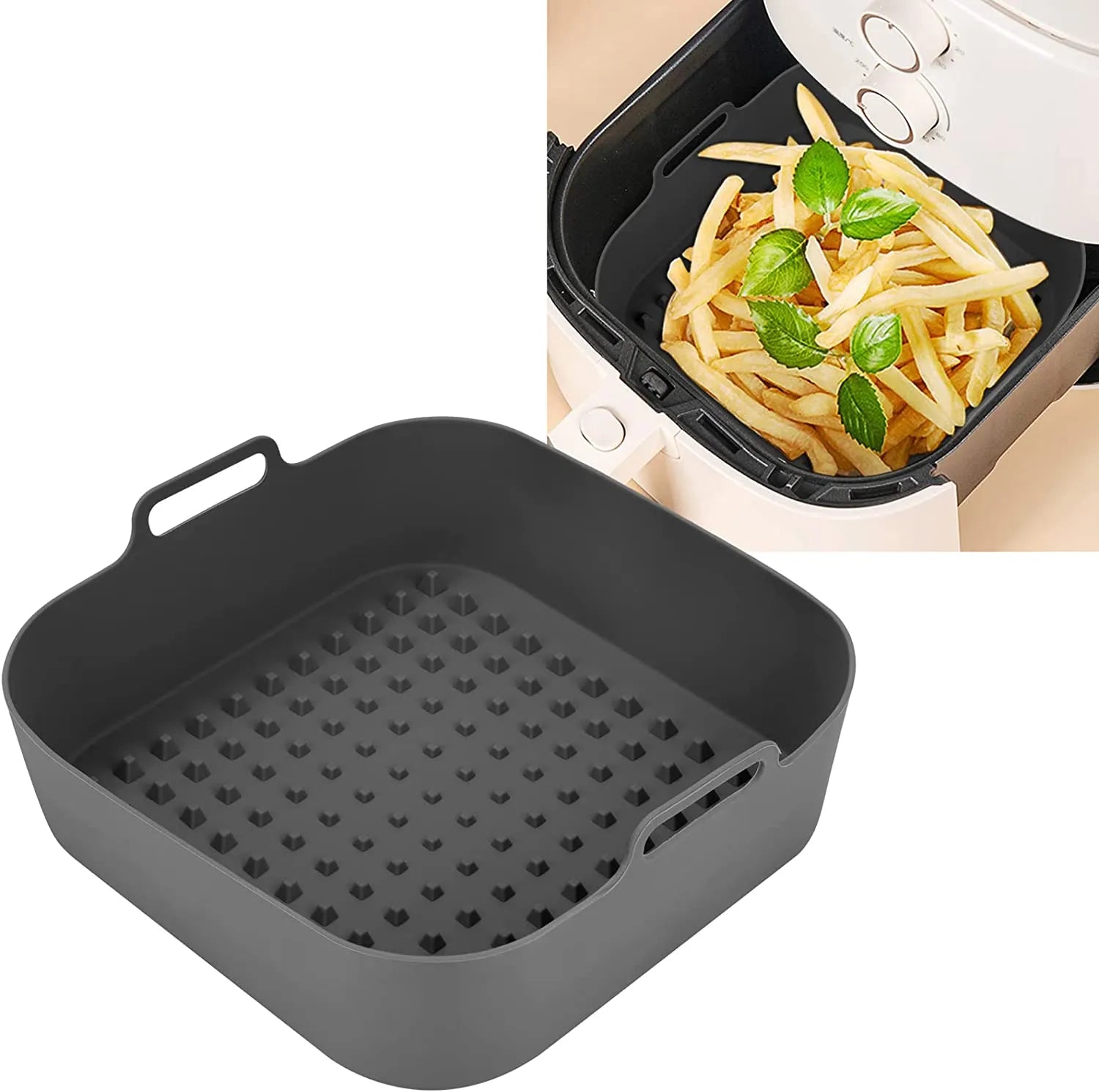 Thick Reusable Silicone Pot for Air Fryers: Square Liners as Parchment Paper Replacement