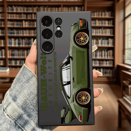 Samsung RWB car phone case in green TPU shockproof cover for S21, S20 FE, S22, S23, S24, S25 by OKEYWOW