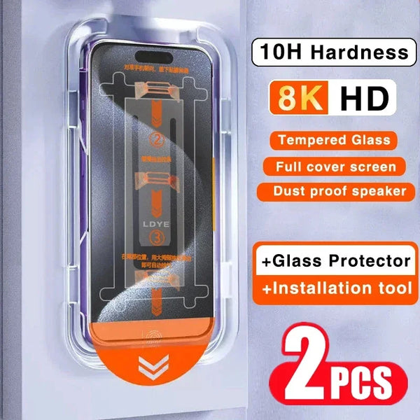 Dust-Free, Bubble-Free Installation: Tempered Glass Screen Protector for iPhone 15, 14, 13, 12, 11, Pro Max, Mini, SE, XS, XR, X Max, and 15 Plus - Ensuring Clear Protection and Easy Application