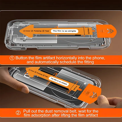 Samsung Galaxy tempered glass screen protector by OKEYWOW, front view showing clear, edge-to-edge protection for various Galaxy A series models.